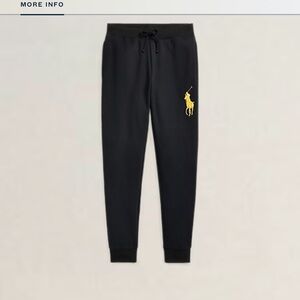 Ralph Lauren Black Sweatpants with Gold Polo Logo